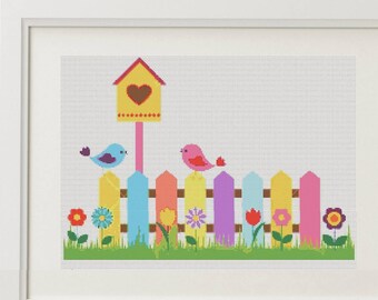 Bird House Cross Stitch Pattern