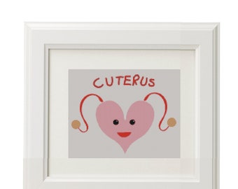 Modern Cross Stitch, Cute Cross Stitch, Uterus Cross Stitch Pattern, Easy Xstitch, Funny Cross Stitch PDF, Medical Xstitch, Gone Forgotten