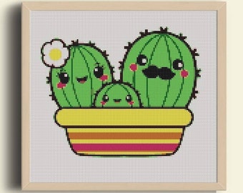 Mini Cactus cross stitch pattern Flower cross stitch sampler Modern cross stitch chart Easy cross stitch PDF Coupon Code instant download