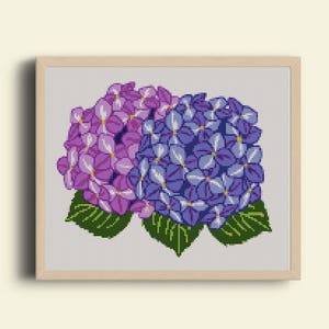 Blue Hydrangea Counted Cross Stitch Pattern