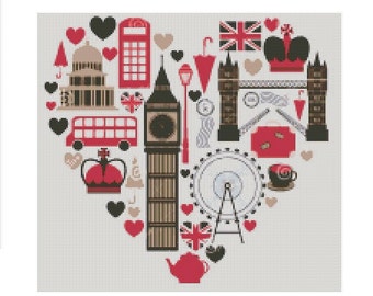 London cross stitch pattern, modern cross stitch pattern, big ben pattern, london cross stitch pattern, cross stitch patter london, pdf