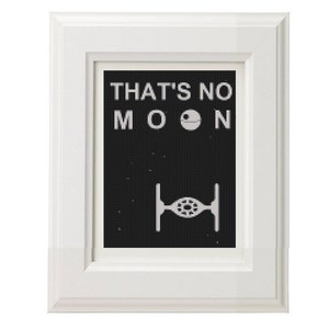 That's No Moon PDF Cross Stitch Pattern: Death Star and Star Wars quote - "That's No Moon"