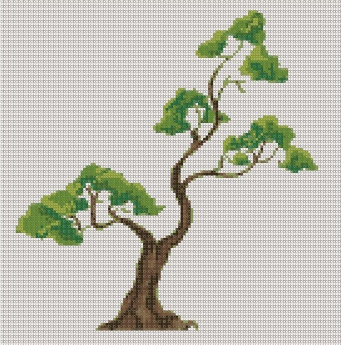 Cross Stitch Pattern Tree Silhouette Watercolor Effect Home Decor