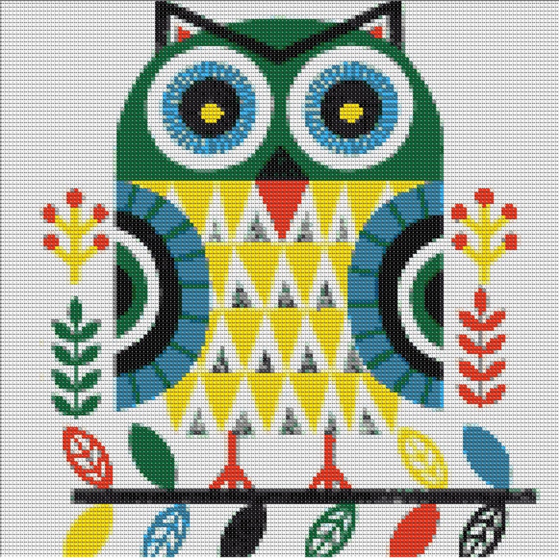 Owl Cross Stitch Pattern Beginners Mini Owl Cross Stitch Etsy