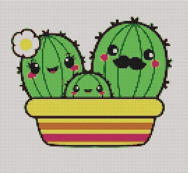 Mini Cactus cross stitch pattern Flower cross stitch sampler Modern cross stitch chart Easy cross stitch PDF Coupon Code instant download