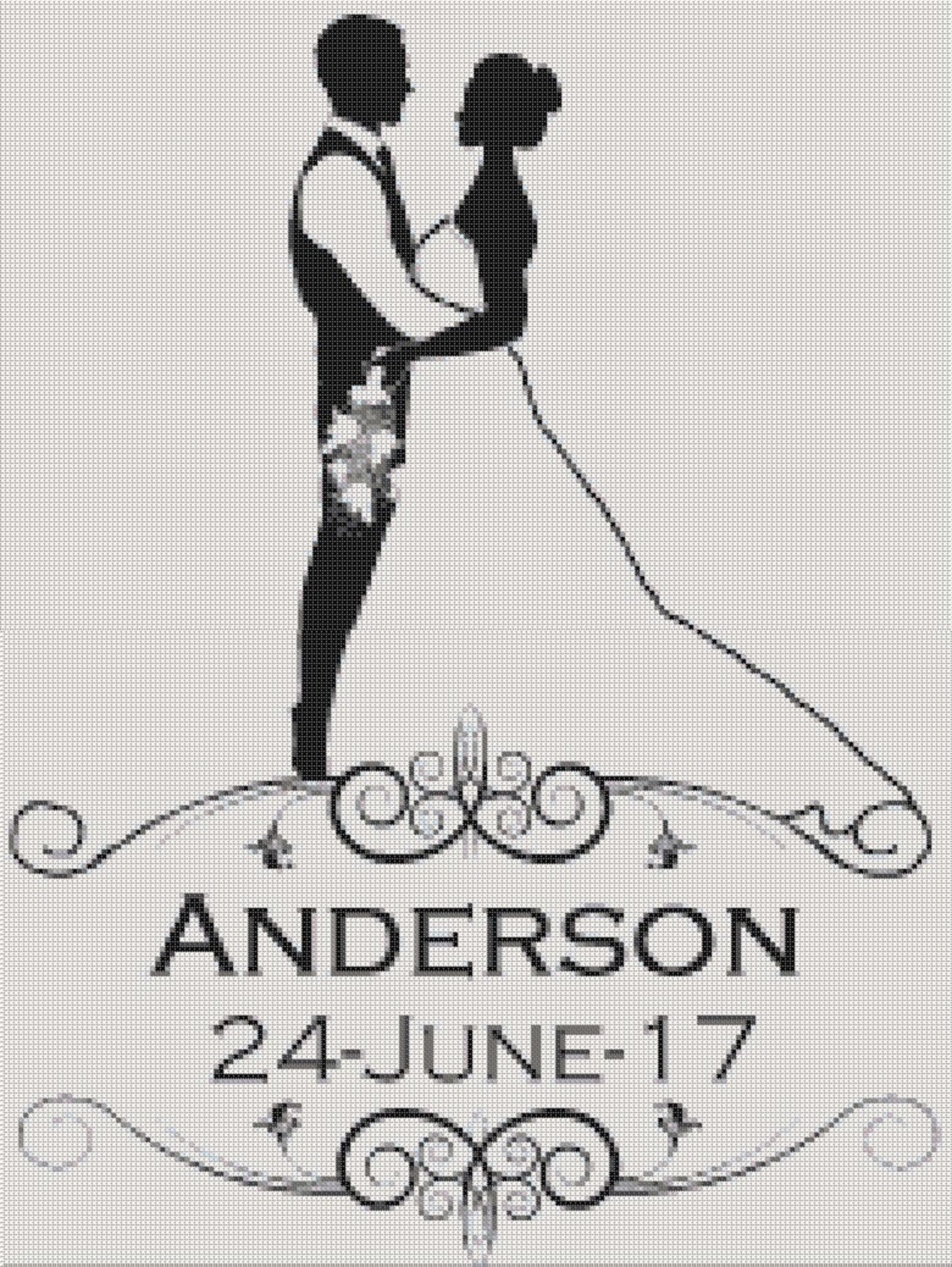 Wedding Cross Stitch Pattern Personalized PDF Printable Family Etsy