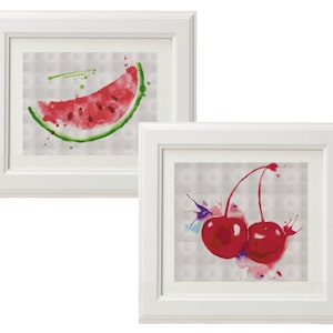 watercolor cross stitch - watercolor Cross Stitch Pattern - Modern Cross Stitch Pattern - watermelon - cherry - watercolor cross stitch