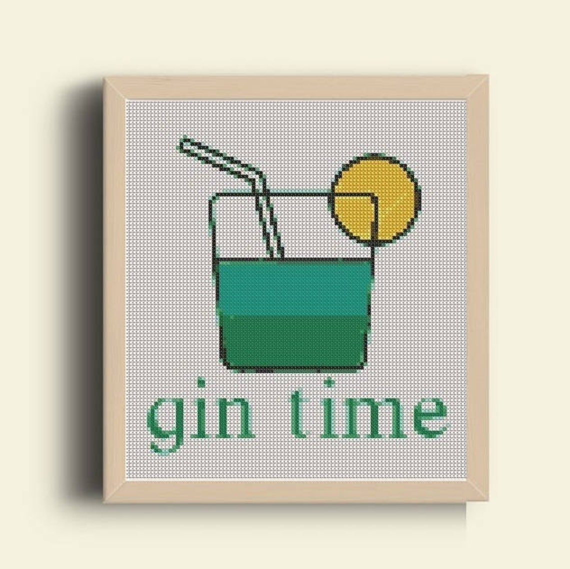 Funny Cross Stitch Gin Time Custom Embroidery Hoop Art Etsy