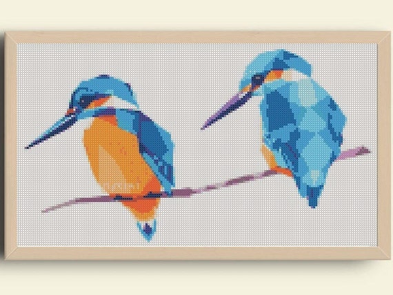 Love Birds Cross Stitch Pattern King Fisher Cross Stitch Etsy