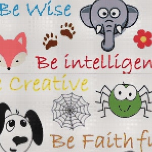 Children Cross Stitch Pattern, Modern Cross Stitch Pattern, Kids Cross ...