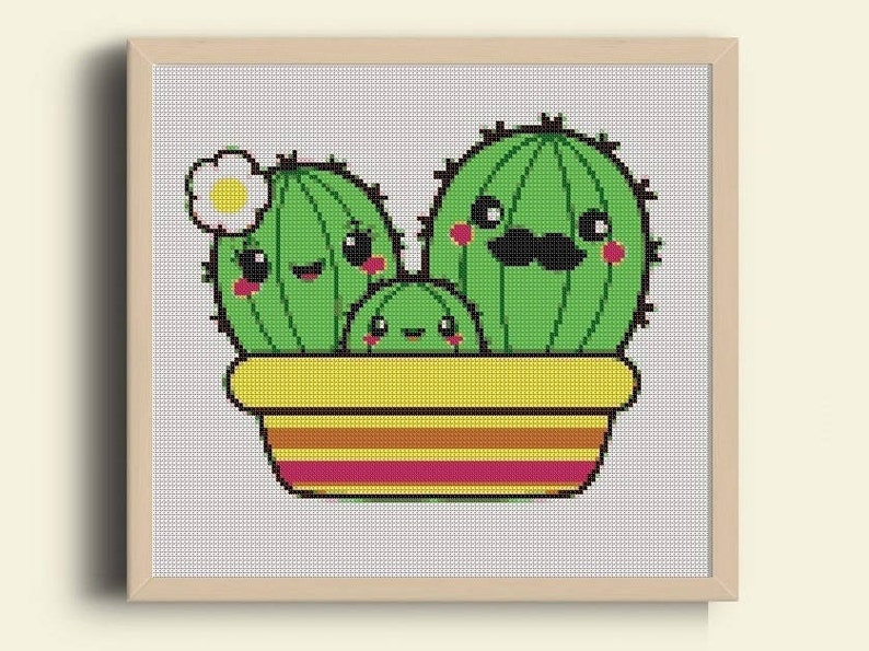 Mini Cactus cross stitch pattern Flower cross stitch sampler Modern cross stitch chart Easy cross stitch PDF Coupon Code instant download