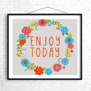 Enjoy Life - Modern cross stitch pattern PDF - Instant download, Cross Stitch Pattern, Cross Stitch pattern