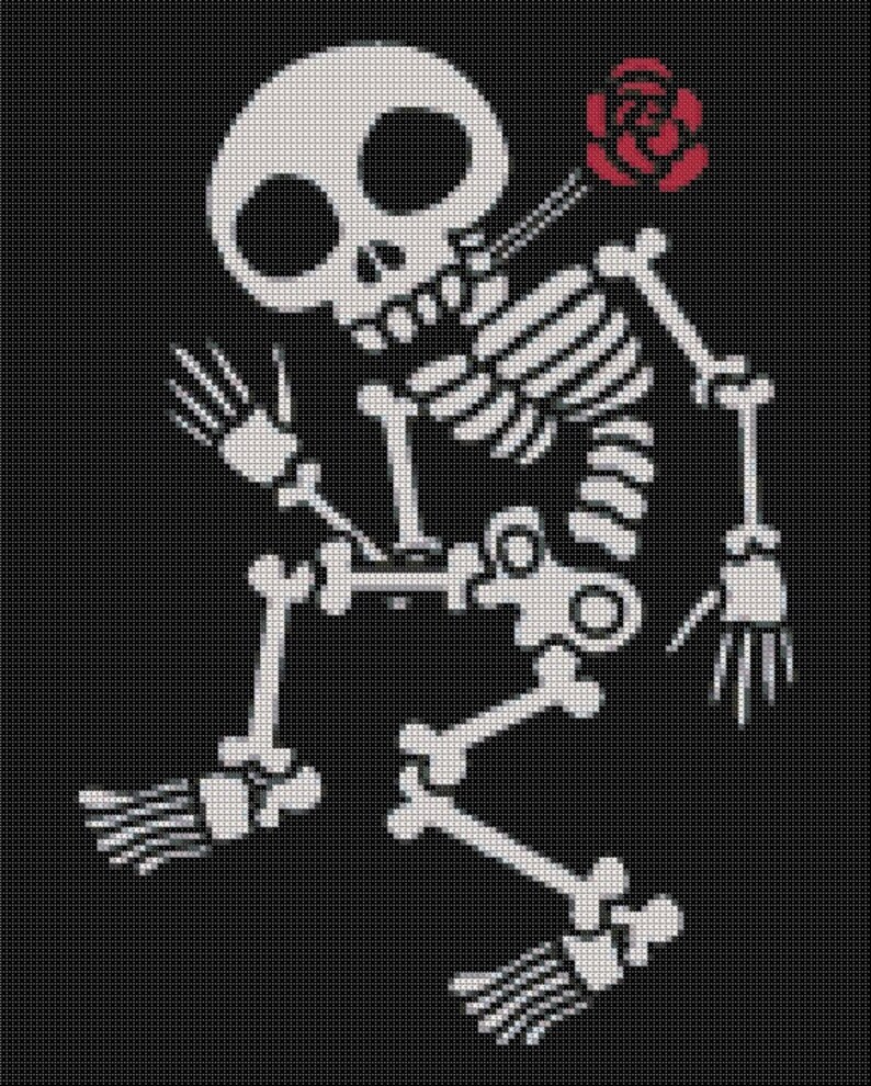Modern Cross Stitch Halloween Skeletons Cross Stitch Pattern Cross