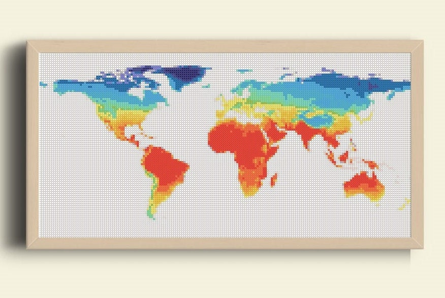 World Map Cross Stitch Pattern / Printable PDF Pattern / World Map ...