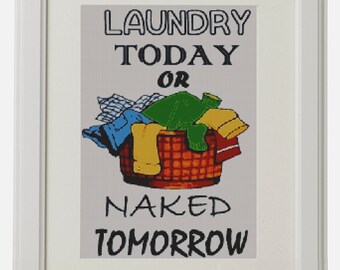 laundry-Life quote cross stitch pattern, Modern cross stitch pattern, quote cross stitch PDF - Instant download