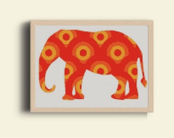 Elephant Cross Stitch Pattern, abstract animal cross stitch pattern, modern cross stitch pattern, pdf cross stitch pattern, needlecraft