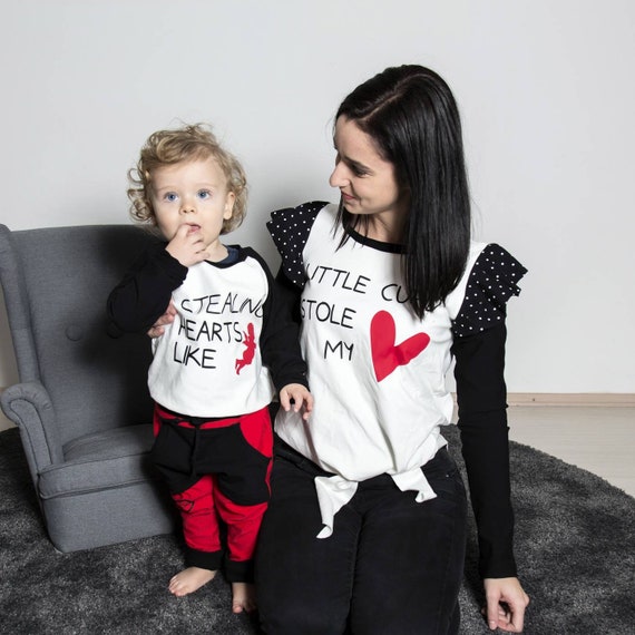 matching clothes baby boy and mom