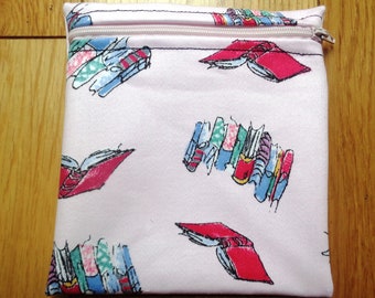 Sandwich Baggie Waterproof Lined Zip Pouch - Straw Case - Sandwich bag - Snack Bag - Bikini Bag - Lunch Bag Make Up Bag Matilda Books