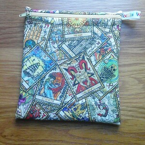 Sac à collation réutilisable - Sac à bikini - Sac à lunch - Trousse à maquillage Small Poppins Pochette zippée doublée imperméable - Sandwich - Jeu de cartes de tarot d'époque
