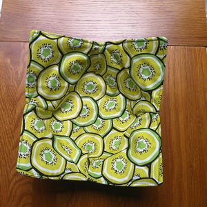 Microwave Bowl Cozy 100% Cotton, Reversible, Microwave-Safe Bowl Holder, Machine Washable Hot Pad, Handmade Kitchen Gift, Bowl Holder, Kiwi