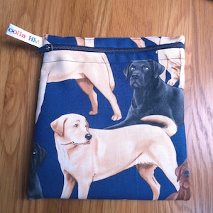 Petit sac à collation réutilisable - Sac à bikini - Sac à lunch - Petite trousse à maquillage Poppins - Pochette zippée avec doublure imperméable - Sandwich - Labrador menstruel