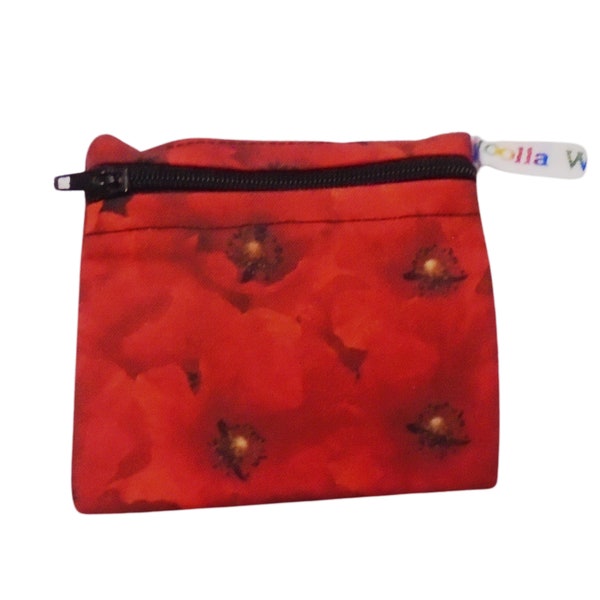 Snack Bag Lunch Bag Lip Balm Coin Purse Ear Bud Wallet Card Pouch Food Safe Waterproof Lined Zip Pouch Sandwich Real Poppy