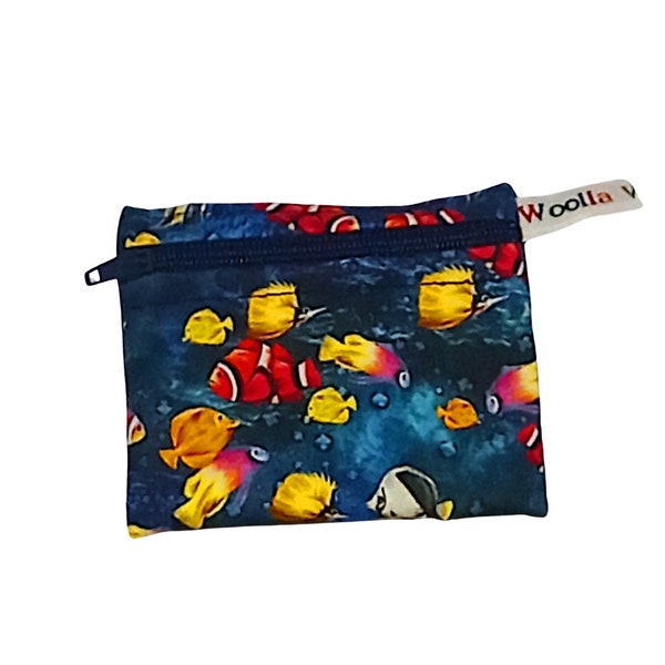 Snack Bag - Small Pippins Waterproof Pouch for Food, Makeup and more, Eco-Friendly and Washable Lunch, Travel, and Storage Tropical Fish