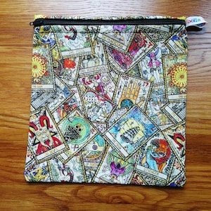 Fermeture éclair, Sac à sandwich réutilisable, Sac de serviettes hygiéniques, Porte-bagel, Trousse de maquillage de voyage, Pochette à collations réutilisable, Boîte à collation végétalienne, Fermeture éclair, Jeu de cartes de tarot