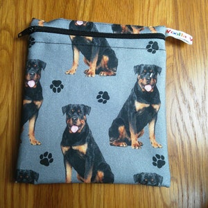 Sac à collation réutilisable - Sac à bikini - Sac à lunch - Petite trousse à maquillage Petite pochette zippée avec doublure imperméable - Sandwich - Règles - Chien rottweiler