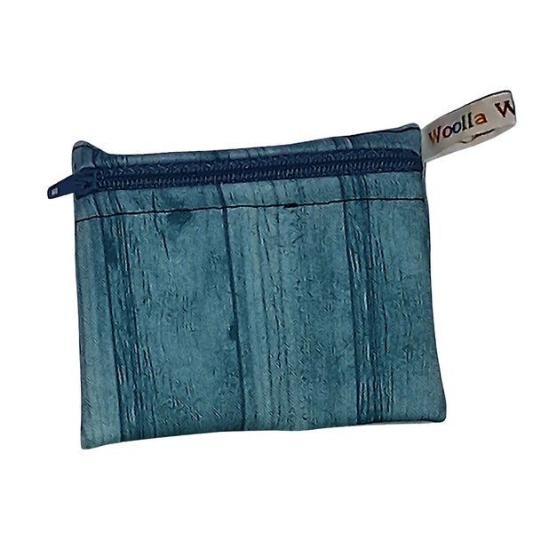 Snack Bag - Small Pippins Waterproof Pouch for Food, Makeup and more, Eco-Friendly and Washable Lunch, Travel, and Storage Blue Wood Grain