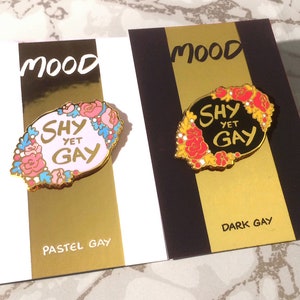 Shy Yet Gay Pins - 1.5&quot; Hard Enamel Pastel & Dark