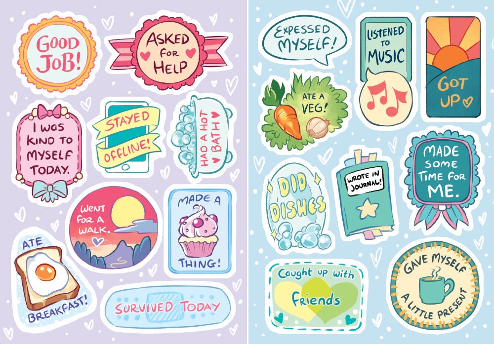 Kawaii Motivation & Self Care Sticker Sheets – Asking For Trouble