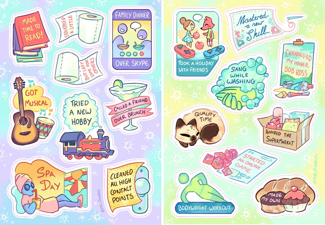 Work-life Balance Self Care Sticker Set + Bonus Pandemic Sheet - Etsy