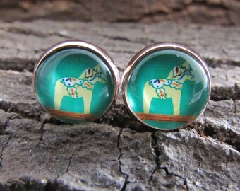 Dala horse earrings, dala horse studs, dala horse jewellery, horse  studs, horse earrings, boho jewellery, boho earrings, boho studs