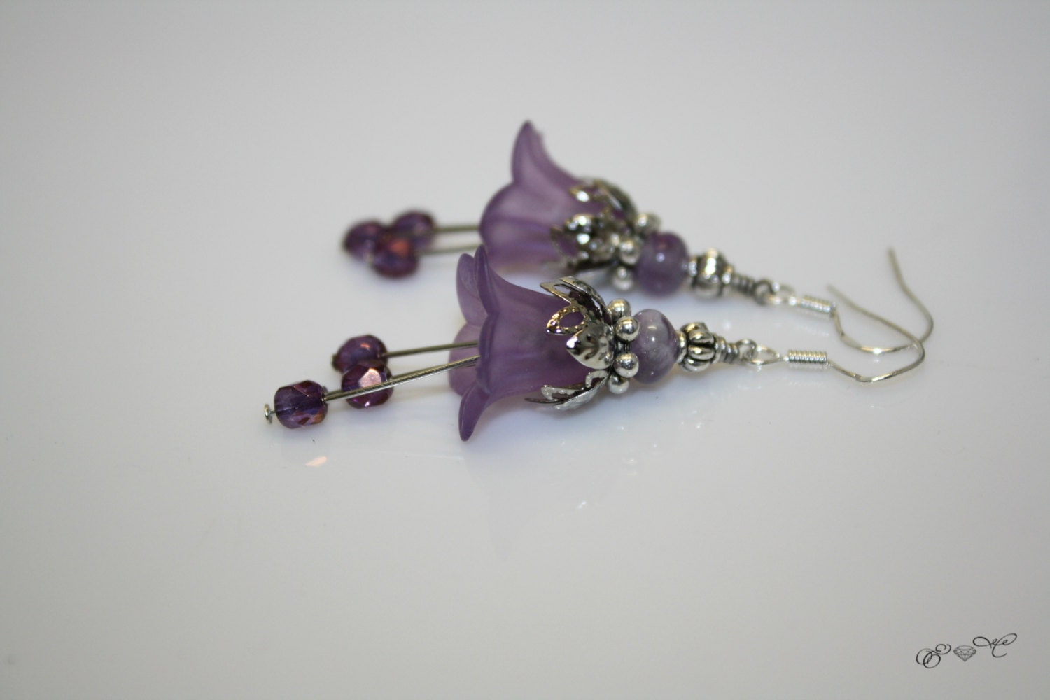 Bell Lily Flower Earring with Crystal Bead Gold Bronze Silver Etsy