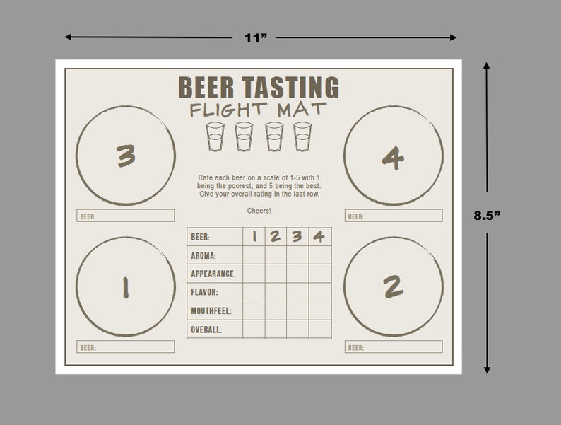 Beer Tasting Flight Mat Etsy Canada