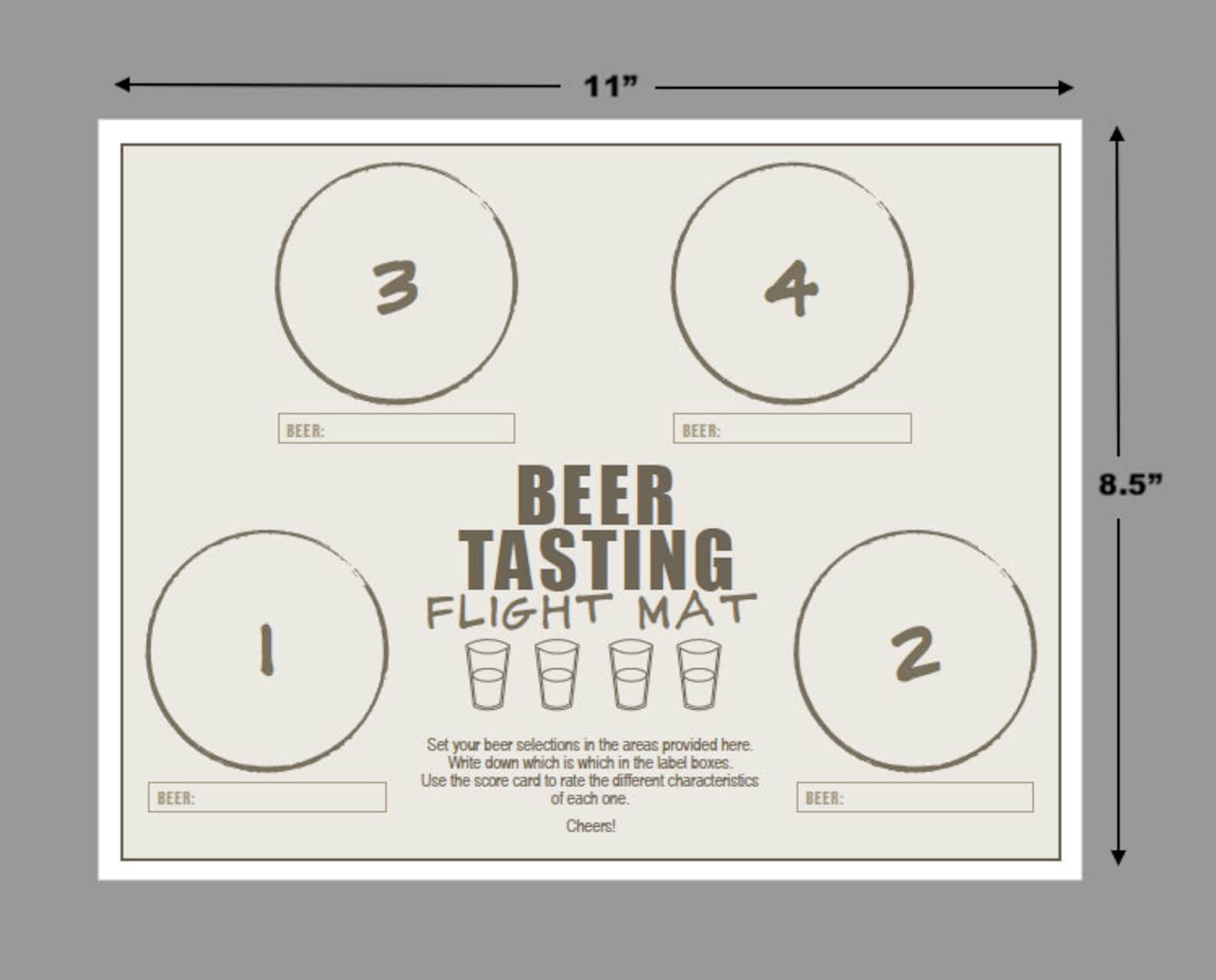 Beer Flight Mat and Scorecard Etsy