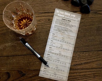 Whiskey Tasting Party Scorecard