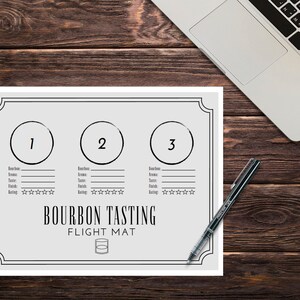 Bourbon Tasting Mat - 3 spots - Solid Background (Gray)