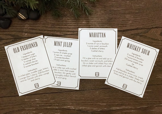 Whiskey Drink Recipe Cards Etsy