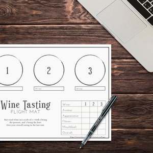 Weinprobe Matte mit 3 Feldern - Grauer Hintergrund