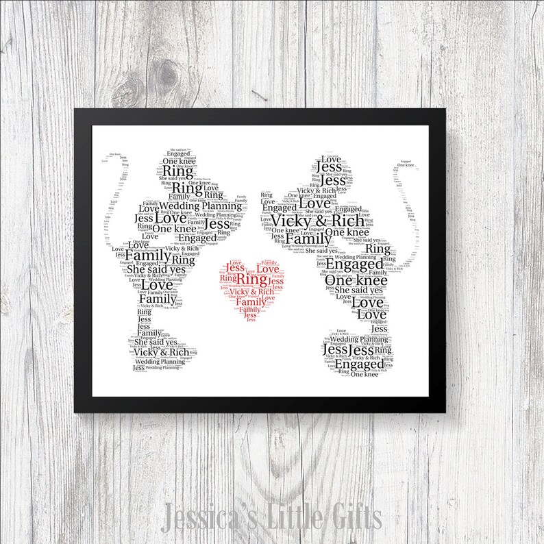 Personalised Disney Mickey Minnie Red Love Word Art Keepsake Birthday Christmas
