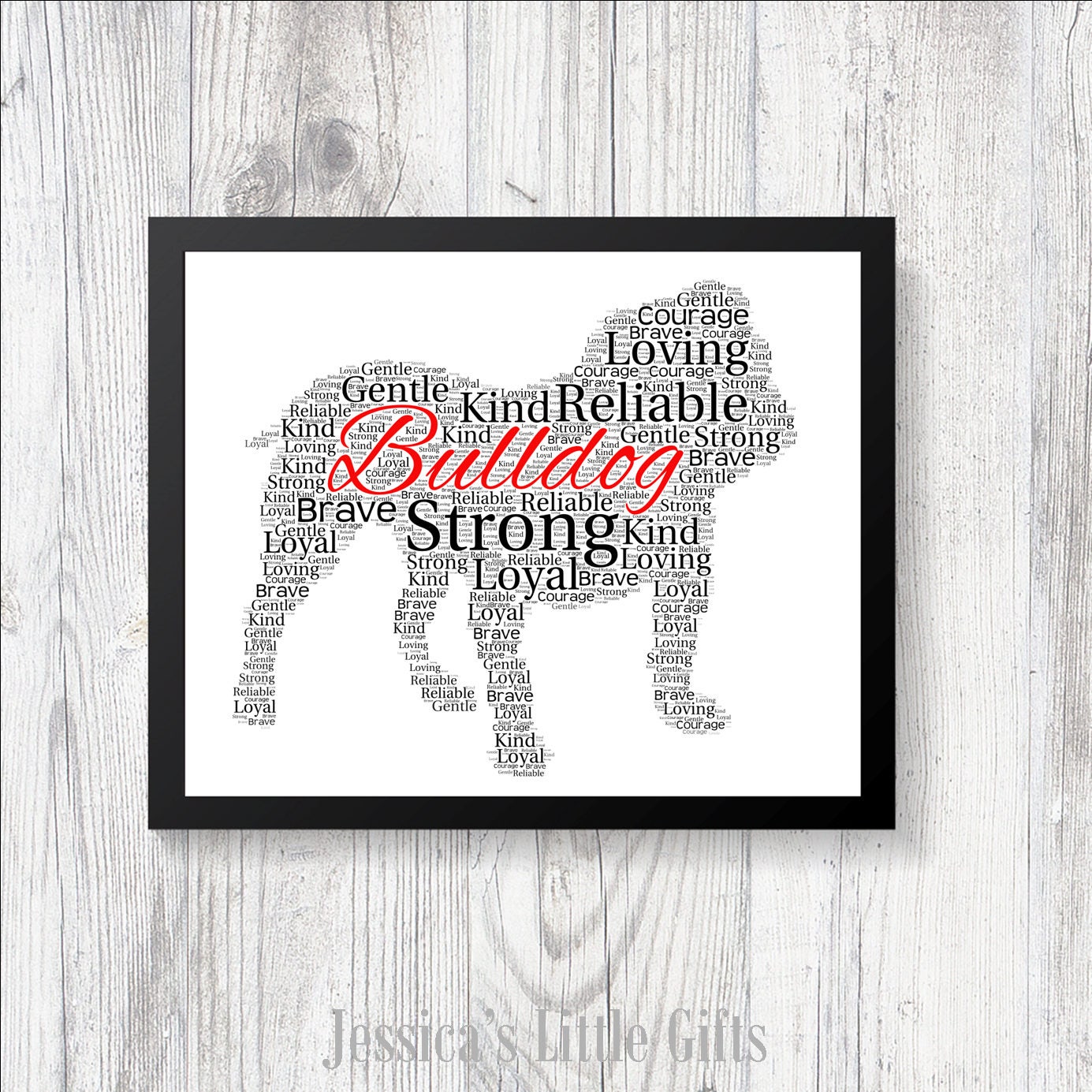 Personalised BULLDOG Word Art Print Gift Keepsake Pedigree All Etsy