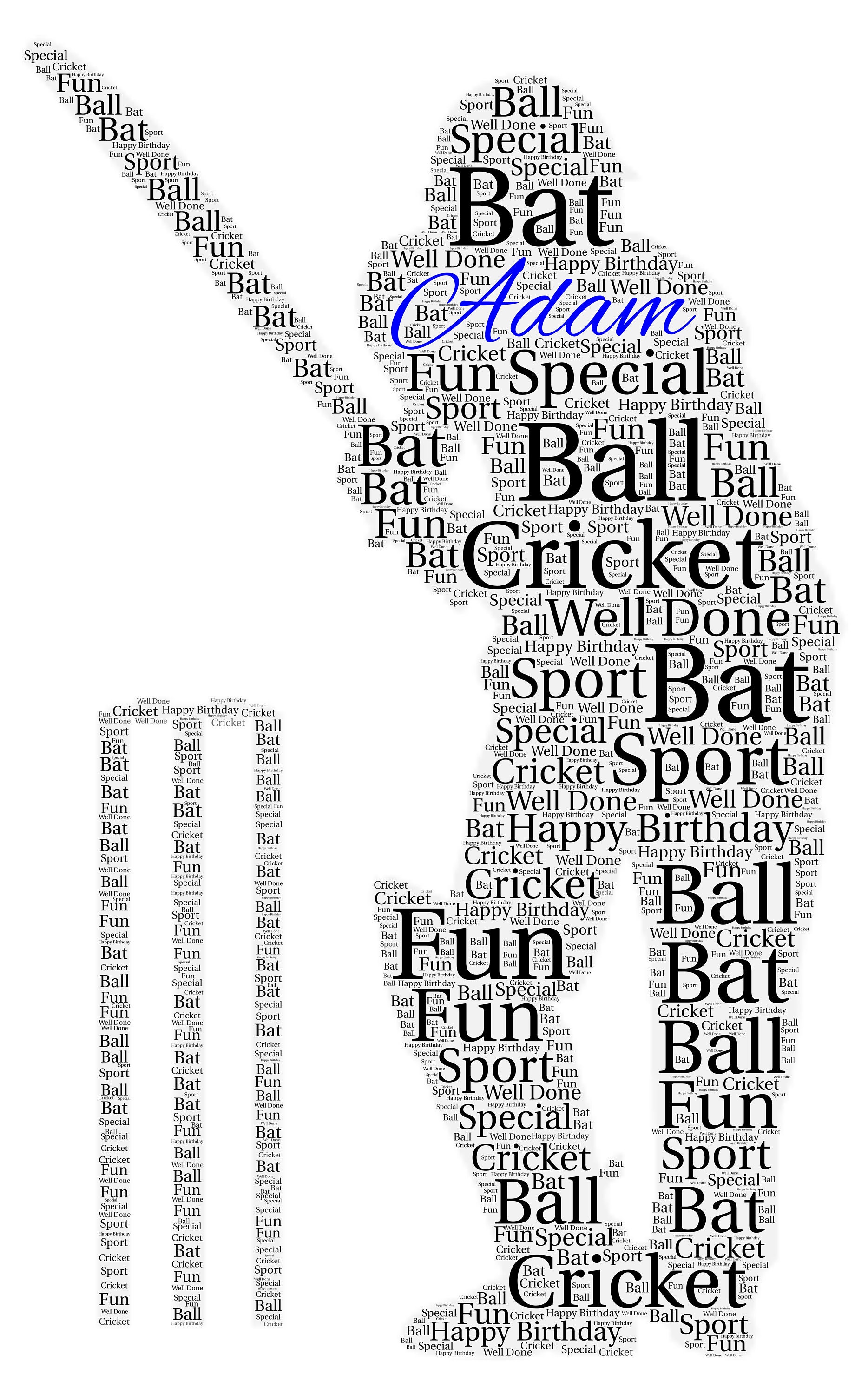 Personalised Cricket Word Art Print Bespoke Gift Present Etsy