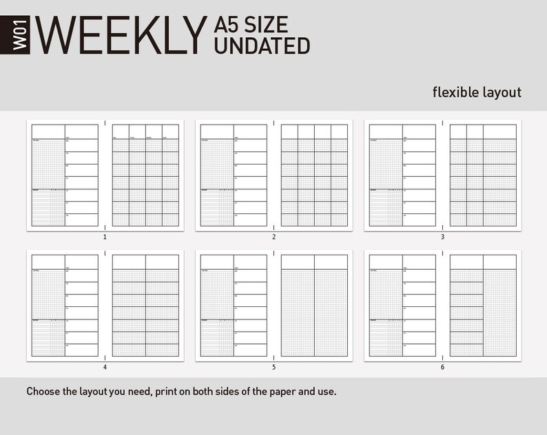 printable weekly planner insert filofax a5 size wo2p etsy