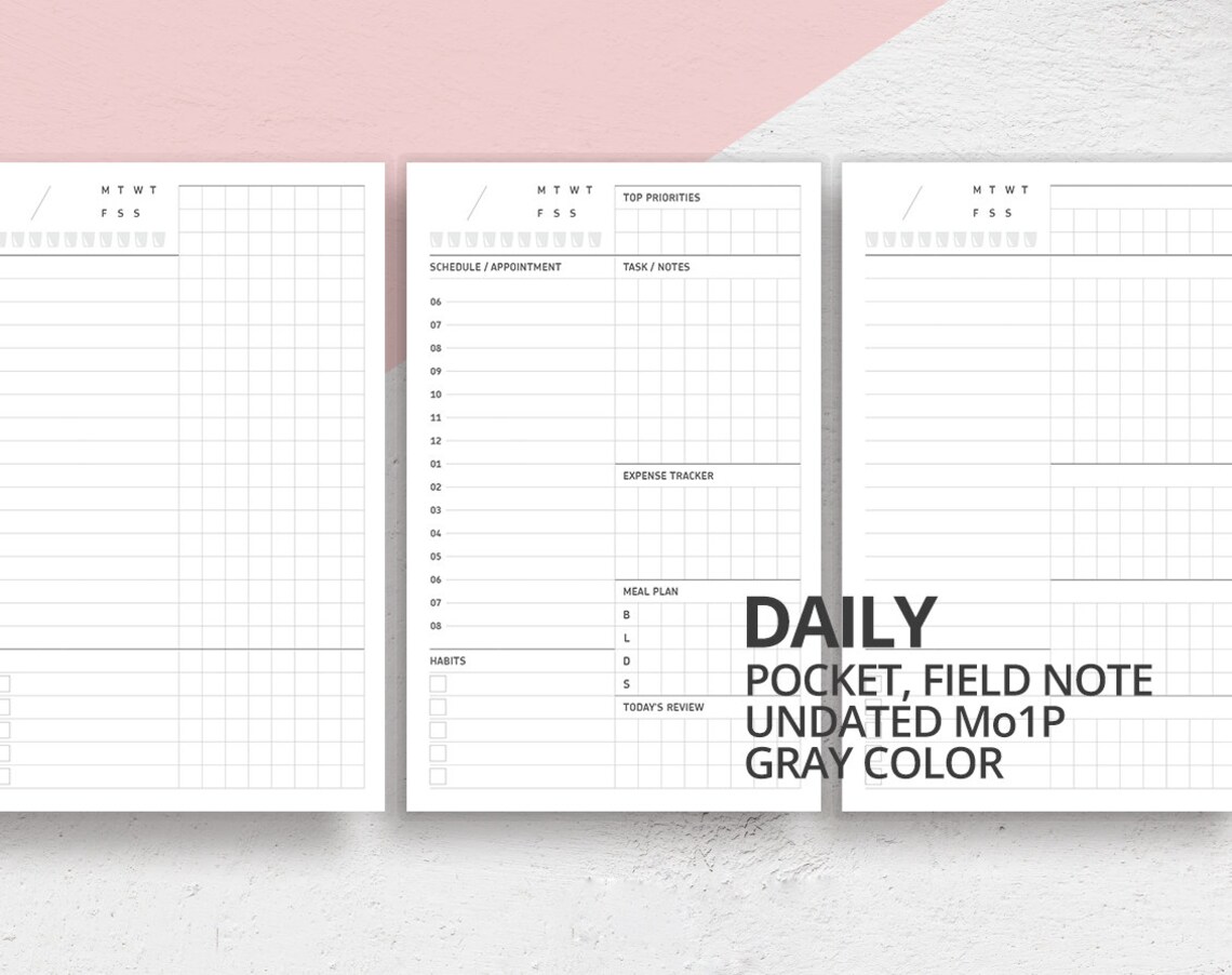 Daily Timed Pocket Field Note Size Insert/Do1p/Printable | Etsy