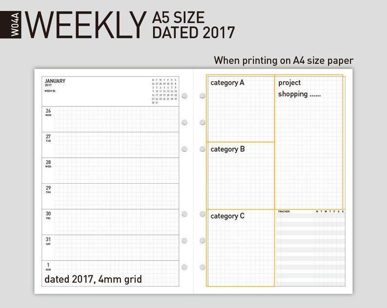 50 off printable 2017 weekly planner insert filofax a5
