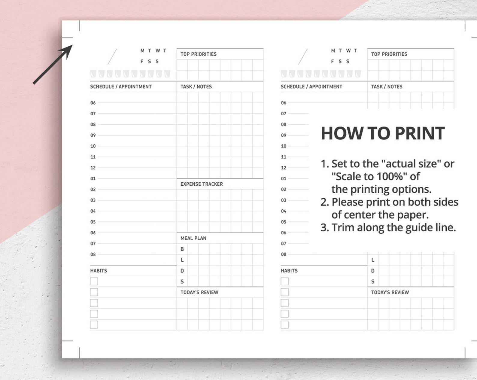 Daily Timed Pocket Field Note Size Insert/Do1p/Printable | Etsy