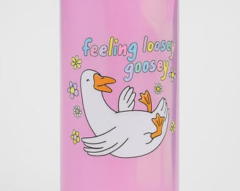 Feeling Loosey Goosey Pink Glitter Cup – 20 oz Glass Can | Cute Goose Design Tumbler