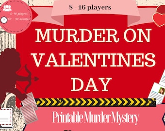 Valentine's Murder Mystery Game – Printable Party, 8-16 Players